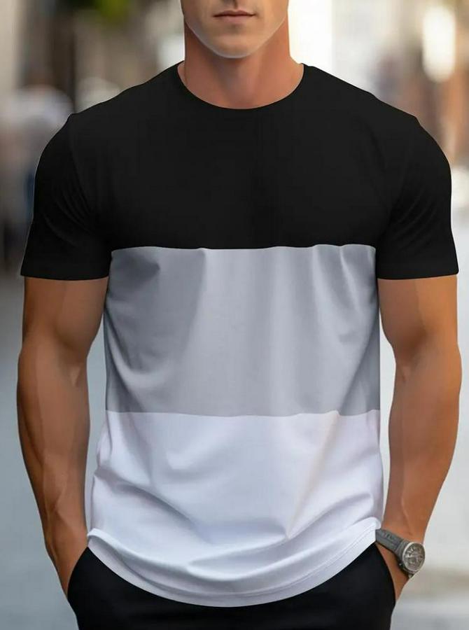 Kısa Kollu Bisiklet Yaka Çok Renkli Viskon Bluz