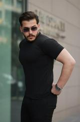 Kısa Kollu Çizgi Kabartma Detaylı T-Shirt