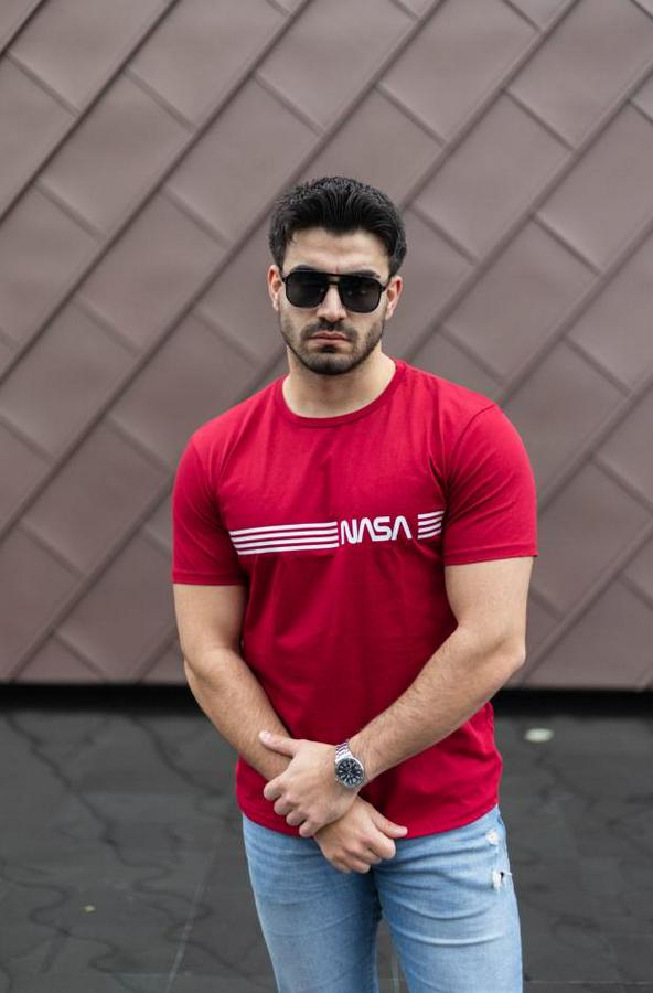 Kısa Kollu Nasa Baskı Basic T-Shirt