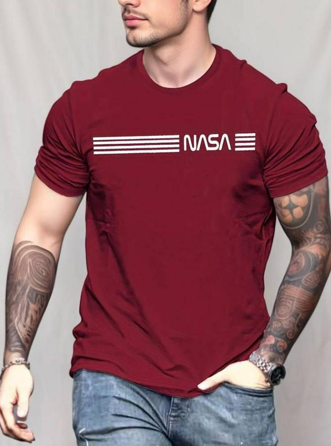Kısa Kollu Nasa Baskı Basic T-Shirt