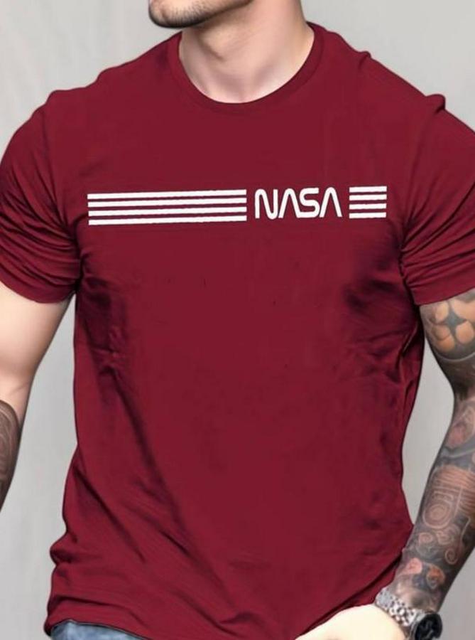Kısa Kollu Nasa Baskı Basic T-Shirt