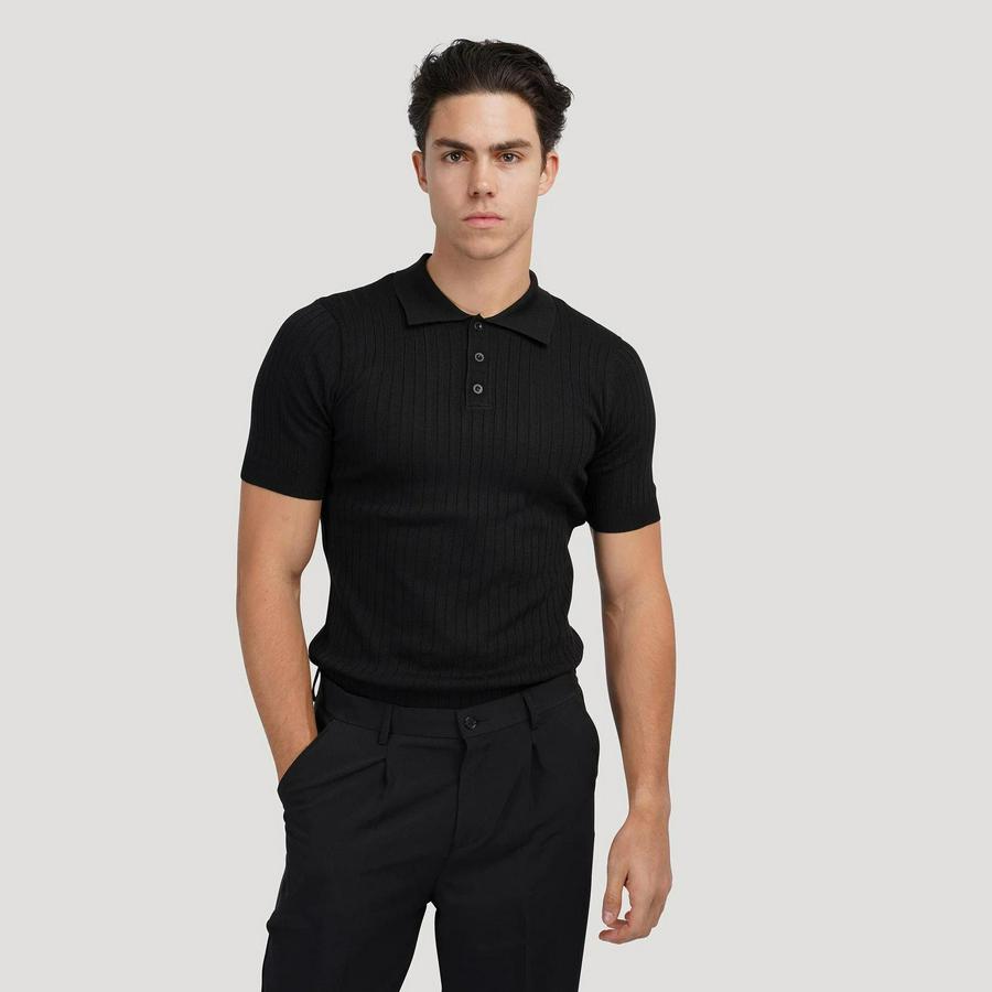 Kısa Kollu Yakalı Yakadan Düğmeli Triko Bluz