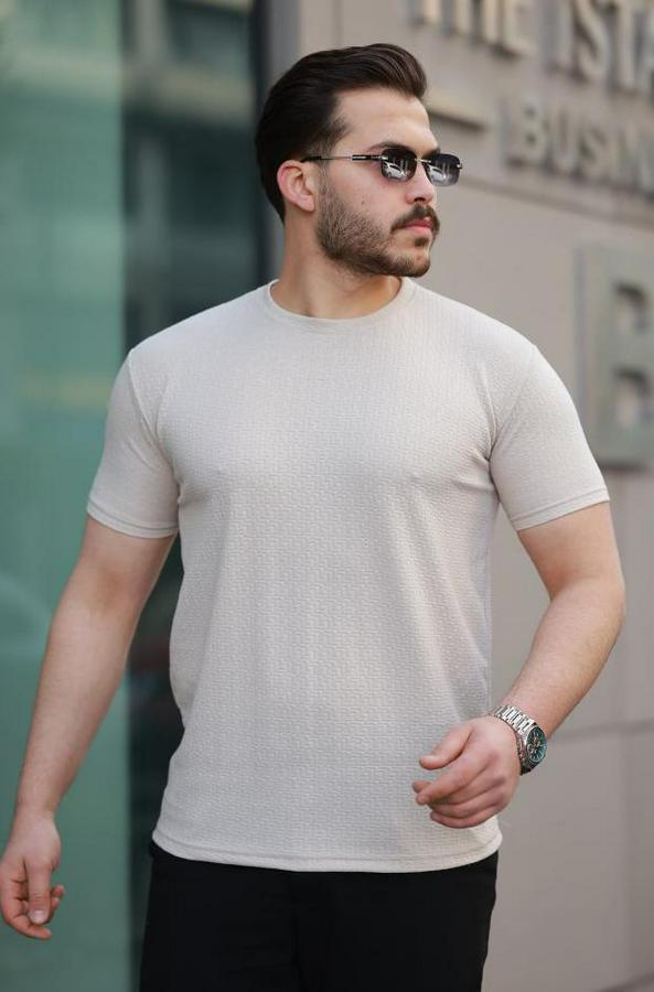 Kısa Kollu Zigzag Desenli T-Shirt