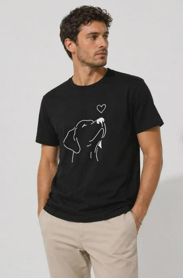 Köpek Figürlü Minimal Baskılı Tişört Kısa Kol Yazlık T-Shirt