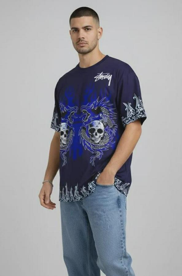 Lacivert Oversize Tişört Dragon