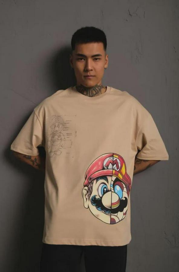 Mario Baskılı Oversize T-Shirt