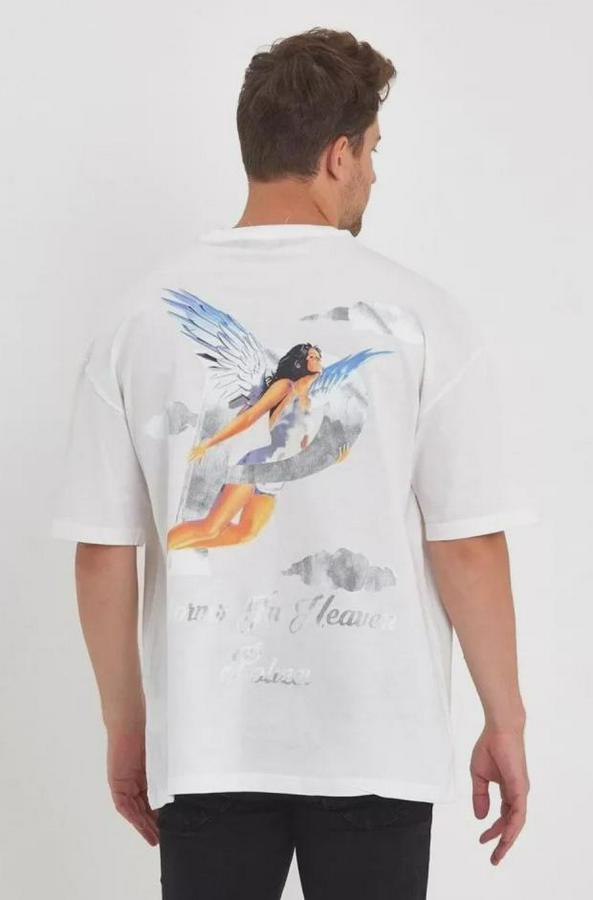 Melek Baskılı Oversize T-Shirt