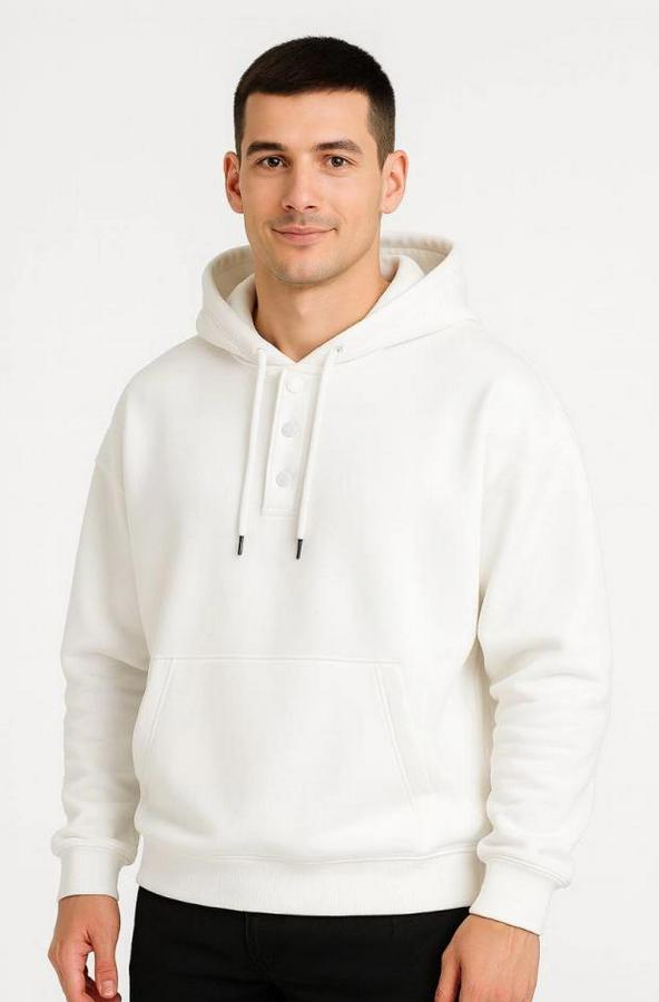 Ovarsize Kapüşonlu Swetshirt Kanguru Çepli Cıtcıtlı 3 Iplik Şardonlu Hoodie