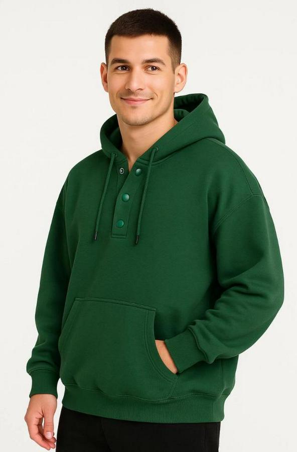 Ovarsize Kapüşonlu Swetshirt Kanguru Çepli Cıtcıtlı 3 Iplik Şardonlu Hoodie