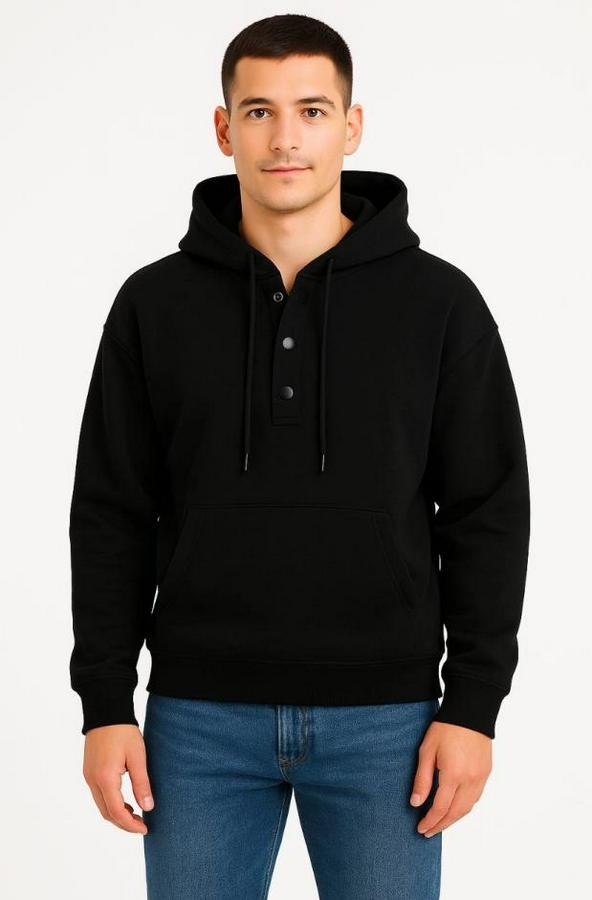 Ovarsize Kapüşonlu Swetshirt Kanguru Çepli Cıtcıtlı 3 Iplik Şardonlu Hoodie
