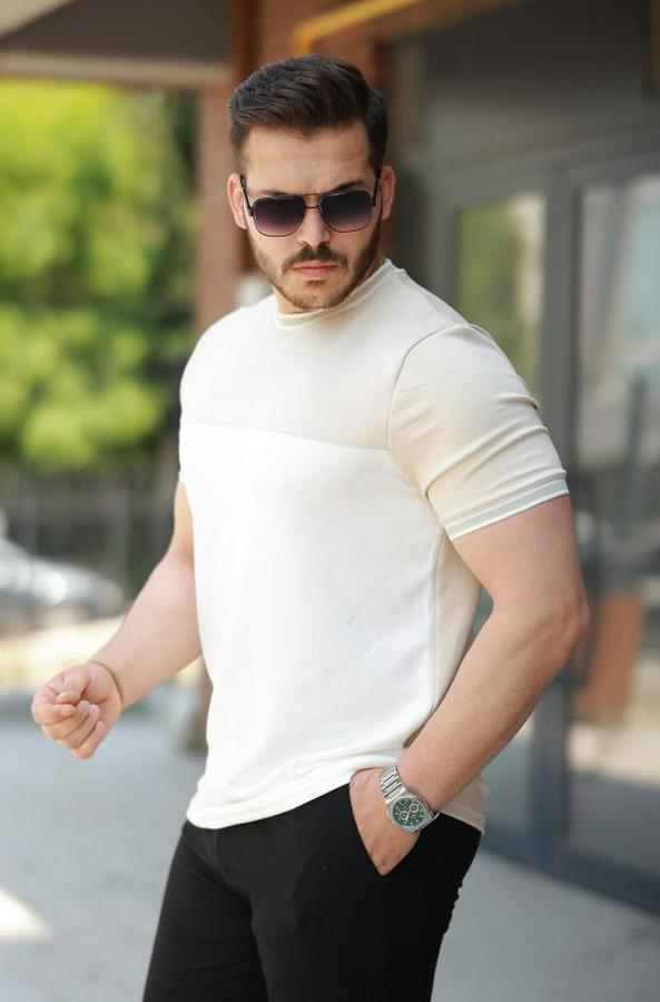 Parçalı Renk Kısa Kollu Tişört