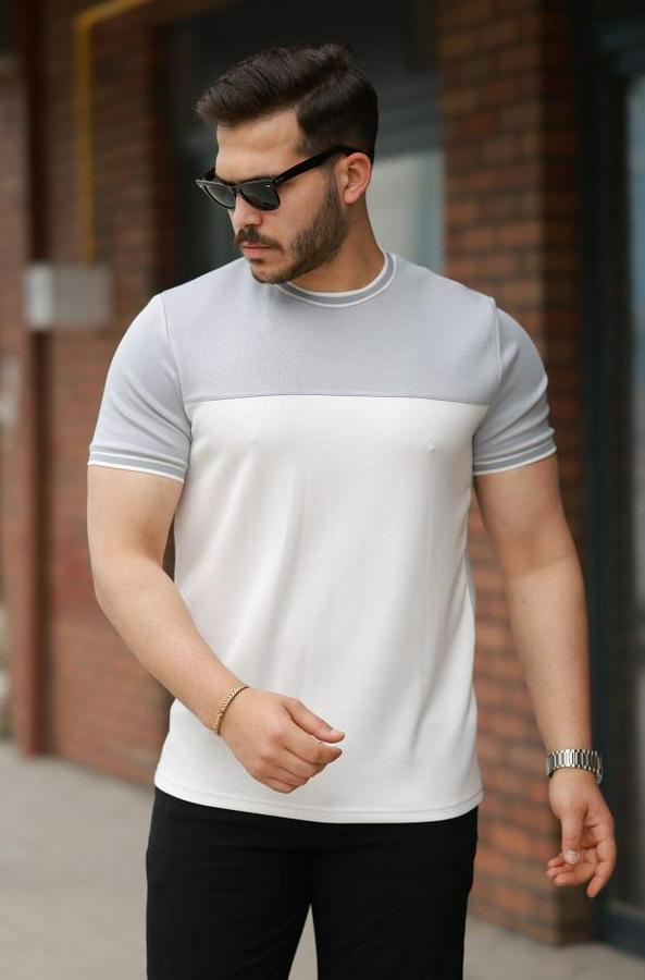Parçalı Renk Kısa Kollu Tişört