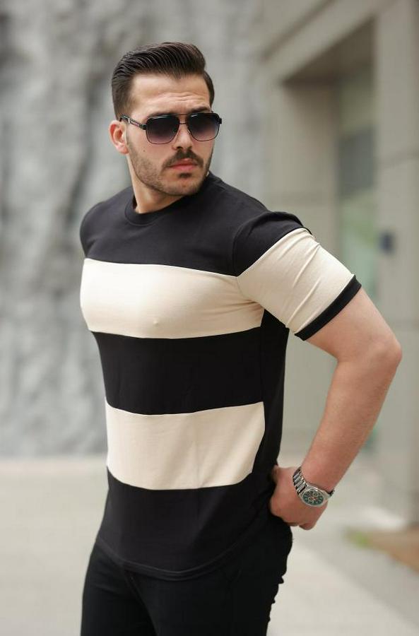 Parçalı Renk Kısa Kollu Tişört