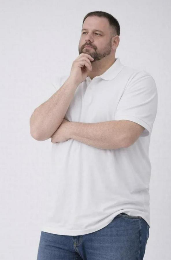 Pike Kumaş Düğmeli Yaka Battal Büyük Beden Günlük Kısa Kol Tişört T-Shirt