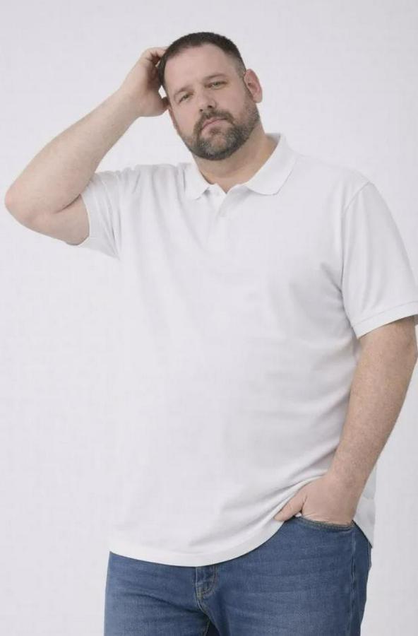 Pike Kumaş Düğmeli Yaka Battal Büyük Beden Günlük Kısa Kol Tişört T-Shirt