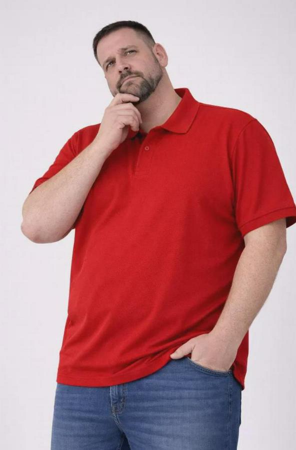 Pike Kumaş Düğmeli Yaka Battal Büyük Beden Günlük Kısa Kol Tişört T-Shirt