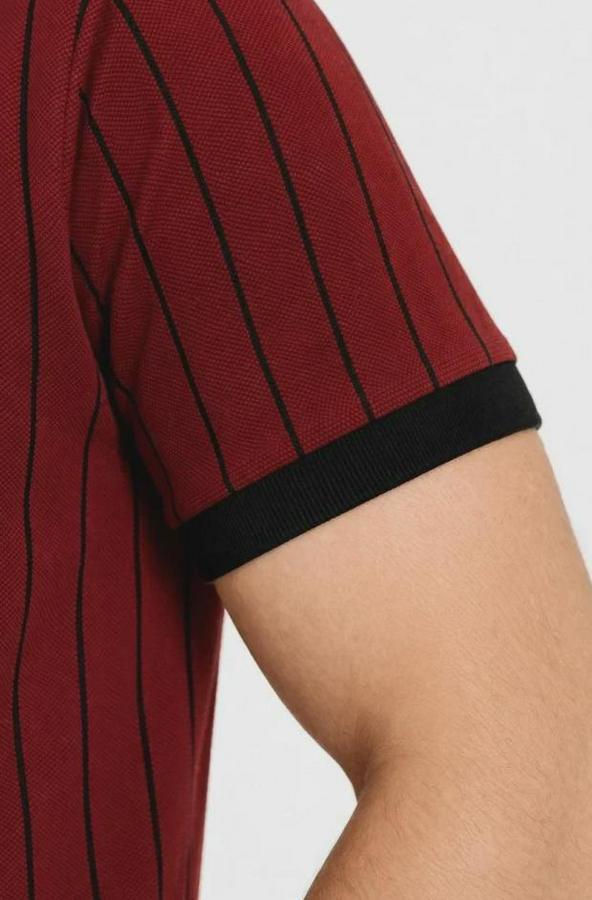 Polo Yaka Çizgili Tişört Kısa Kol Düğmeli Yazlık T-Shirt