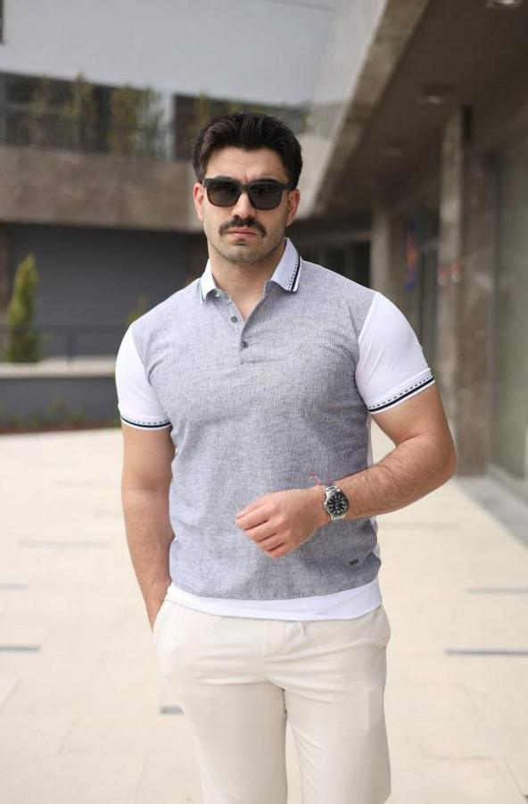 Polo Yaka Fermuar Detaylı Tişört