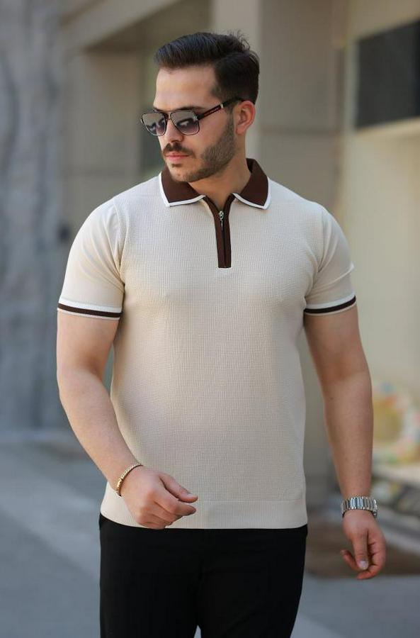 Renkli Yaka Kısa Kollu Tişört