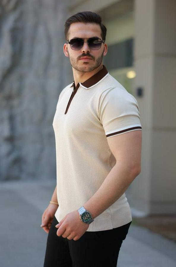 Renkli Yaka Kısa Kollu Tişört