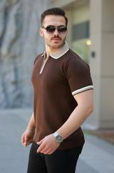 Renkli Yaka Kısa Kollu Tişört