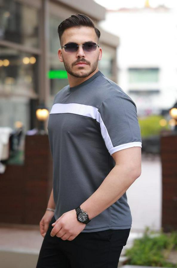 Şerit Detaylı Kısa Kollu T-Shirt