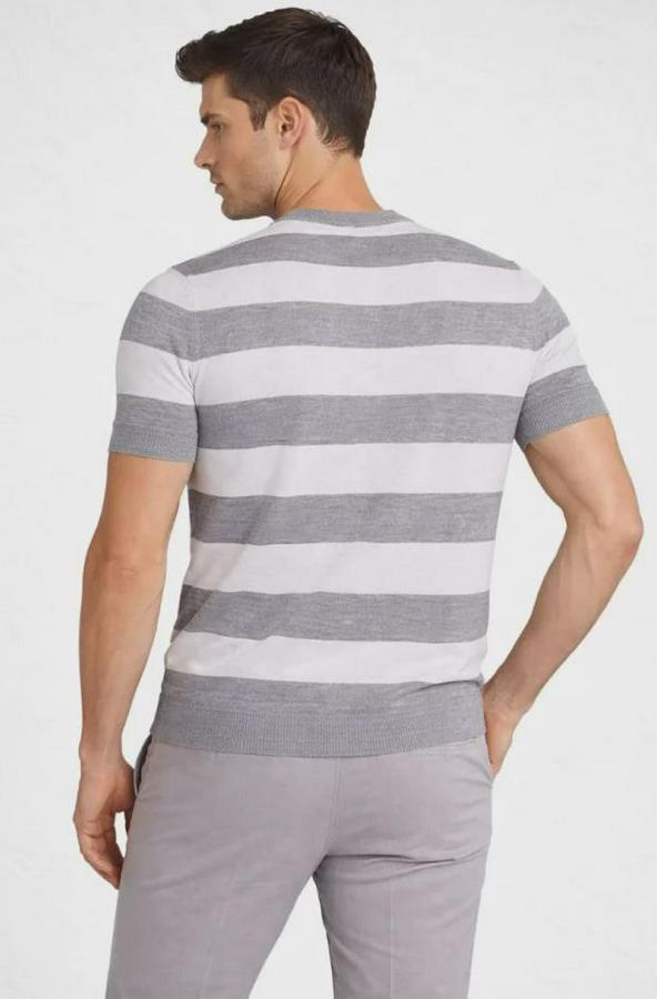 T-Shirt Çizgili Triko Dokuma Bisiklet Yaka Tişört