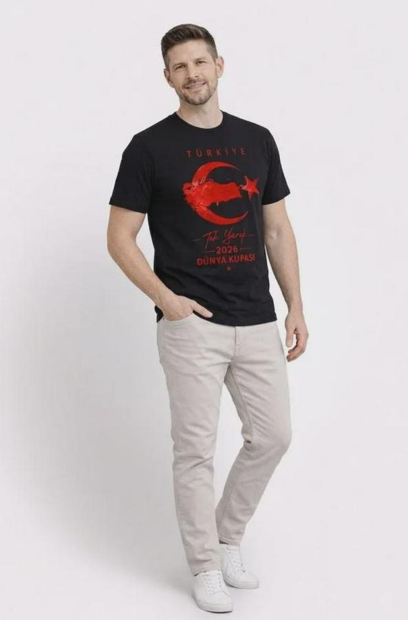 Türkiye Ay Yıldız Baskılı Taraftar Forma T-Shirt