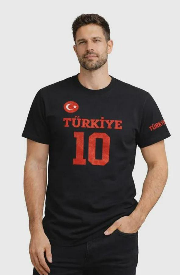 Türkiye Ay Yıldız Baskılı 10 Numara Forma Tişört Taraftar T-Shirt