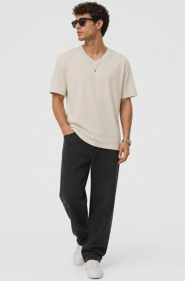 V Yaka Basic Tişört Kısa Kol Yazlık Regular Fit T-Shirt