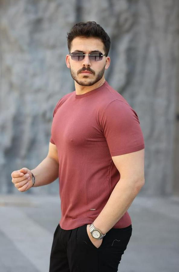 Viskon Kumaş Bisiklet Yaka Basic Tişört