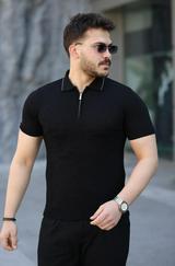 Viskon Kumaş Polo Yaka Desenli Tişört
