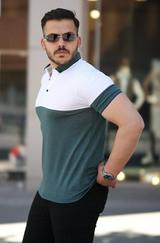 Yakalı Çift Renk Kısa Kollu T-Shirt