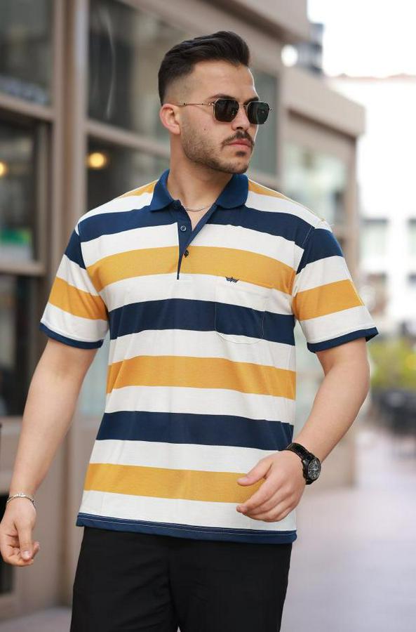 Yakalı Çok Renkli Kısa Kollu T-Shirt