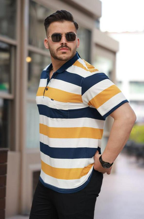 Yakalı Çok Renkli Kısa Kollu T-Shirt