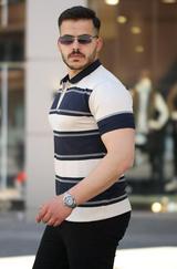 Yakalı Fermuarlı Çift Renk Kısa Kollu T-Shirt