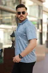 Yakalı Jakar Baskılı Kısa Kollu T-Shirt