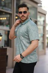 Yakalı Jakar Baskılı Kısa Kollu T-Shirt