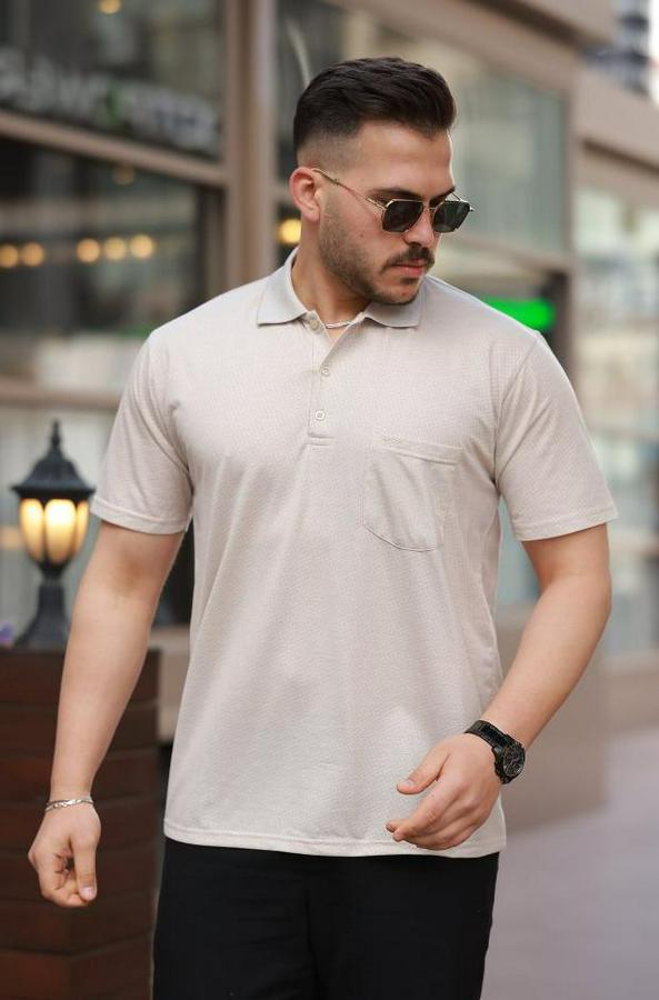 Yakalı Mini Jakarlı Kısa Kollu T-Shirt