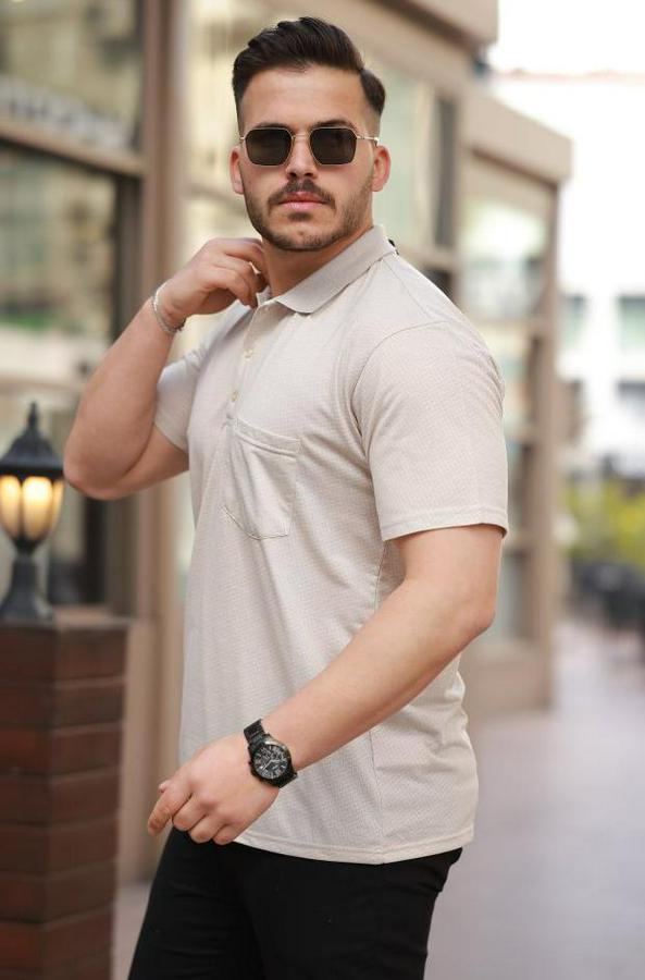 Yakalı Mini Jakarlı Kısa Kollu T-Shirt