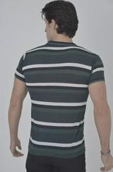 Yakalı Slim Fit Dokuma Çizgili T-Shirt