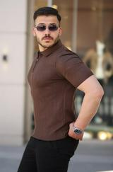 Yakası Fermuarlı Kısa Kollu T-Shirt