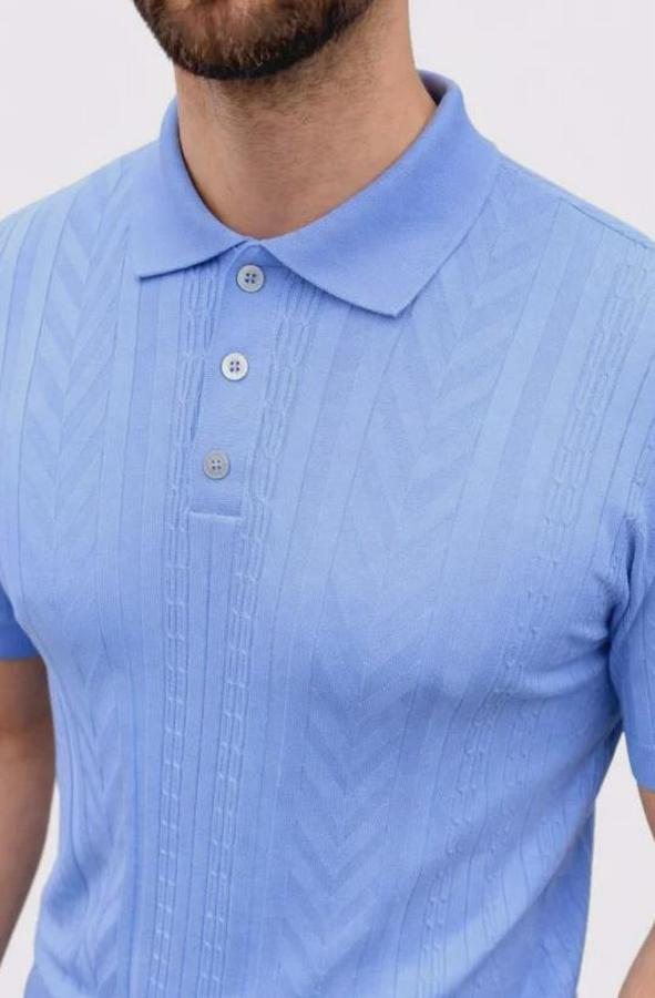 Yazlık Triko Tişört Kısa Kol Polo Yaka Düğmeli T-Shirt