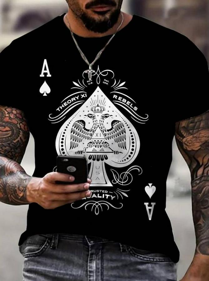 Erkekkısa Kollu Yuvarlak Yaka Desenli Viskon T-Shirt