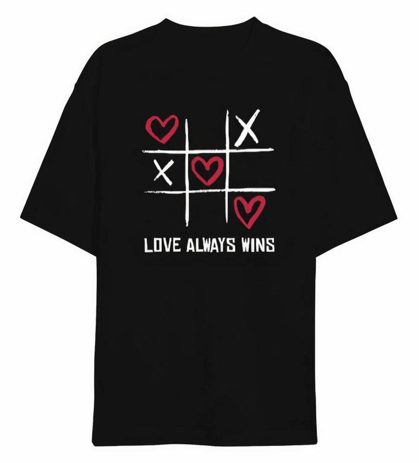 Sevgililer Günü Için Özel Tasarım Love Always Wıns Baskılı T-Shirt