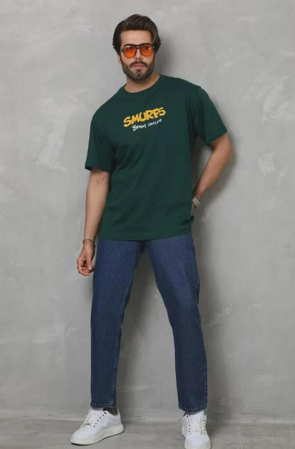 Unisex Basic Bisiklet Yaka Oversize T-Shirt