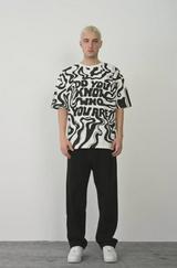 Unisex Baskılı Bisiklet Yaka Oversize T-Shirt