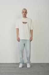 Unisex Baskılı Bisiklet Yaka Oversize T-Shirt