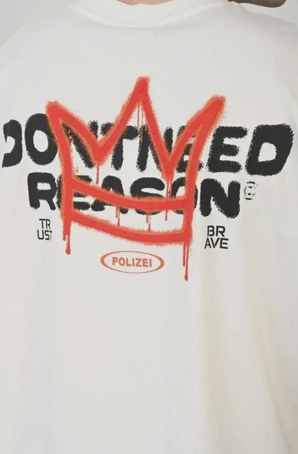 Unisex Bisiklet Yaka Baskılı Oversize T-Shirt