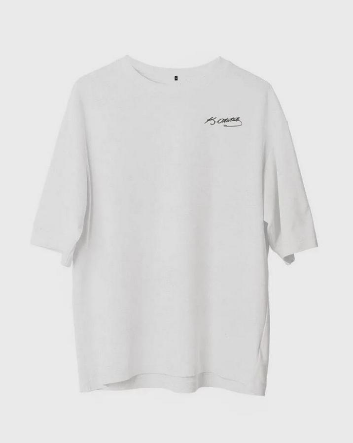 Unisex Bisiklet Yaka Baskılı Oversize T-Shirt